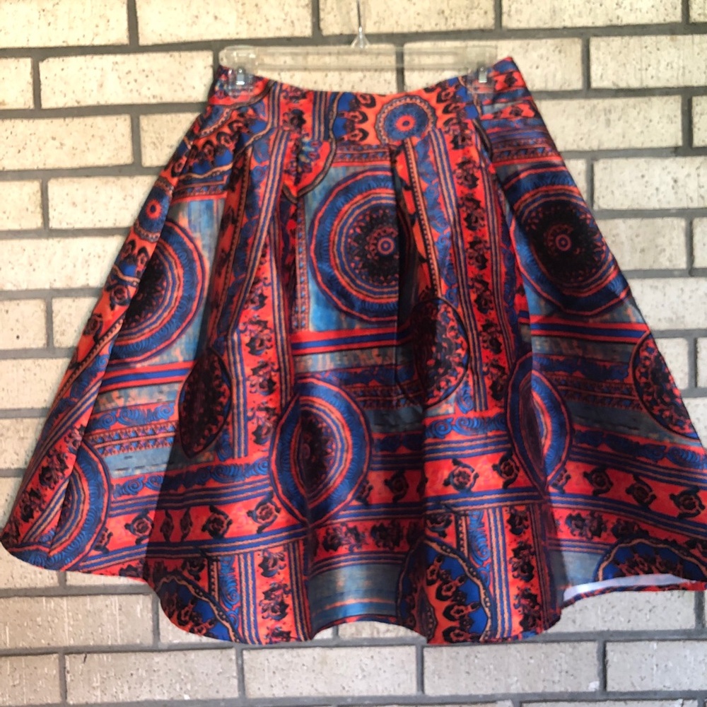 Orange and Blue African Print Skirt